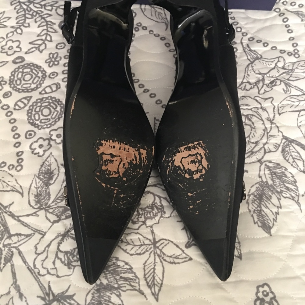 Stuart Weitzman Sparkling Blk Satin-8m - image 6